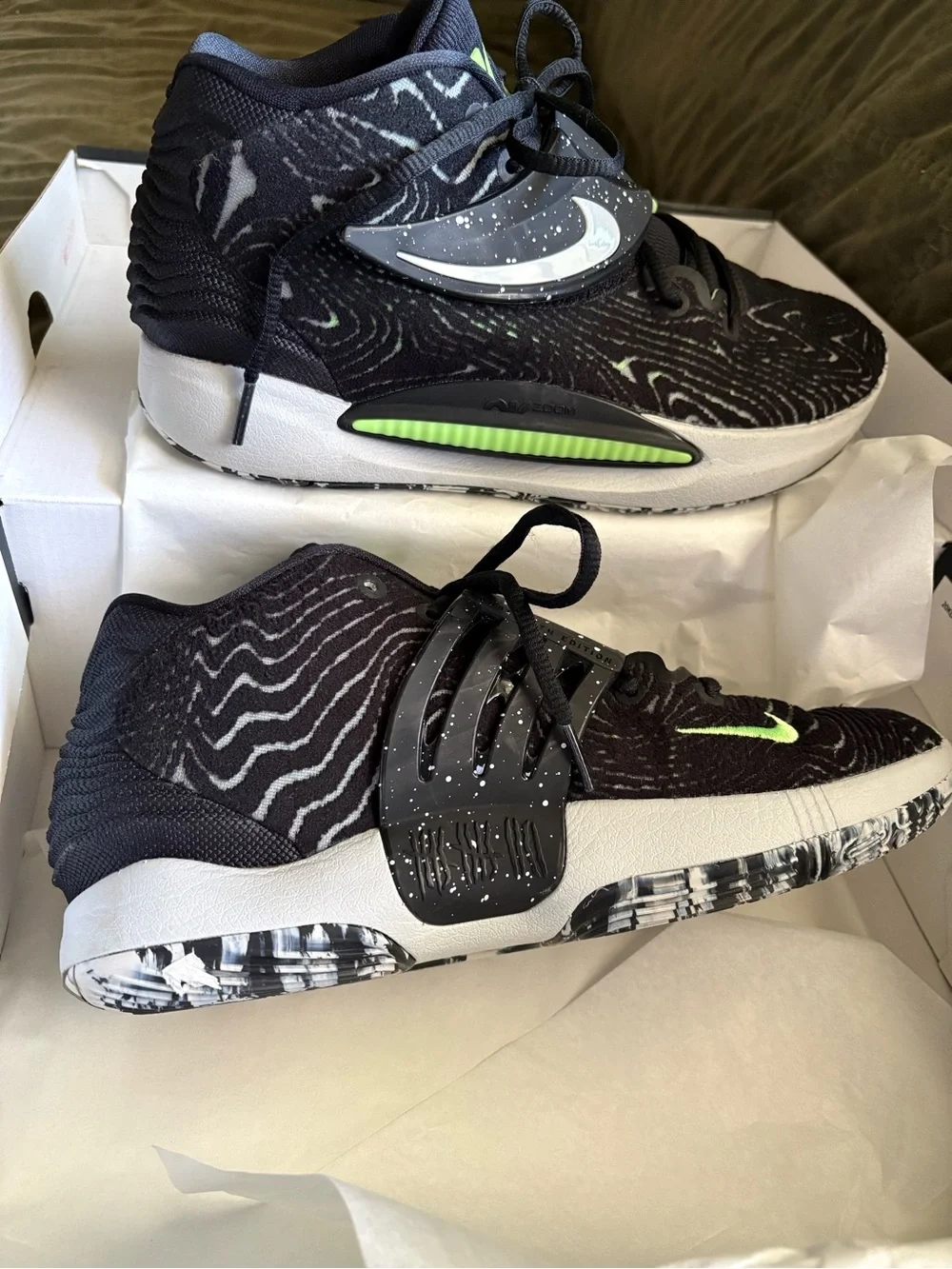 Kevin Durant XIV Nike KD 14 TB “Black/White/Volt” basketball shoes